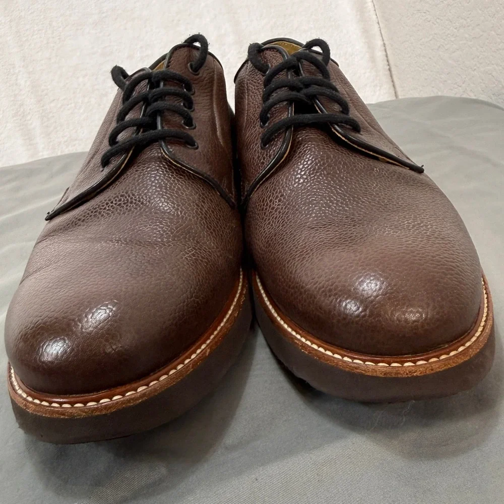 Samuel Hubbard Market Cap Mens 12 Brown Pebble Grain Leather Derby Professional
